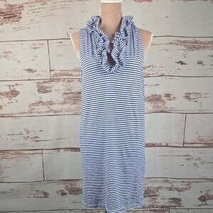 Just Madras Sailor Salor Cotton Skipper Sleeveless Dress Blue Stipe Size Medium